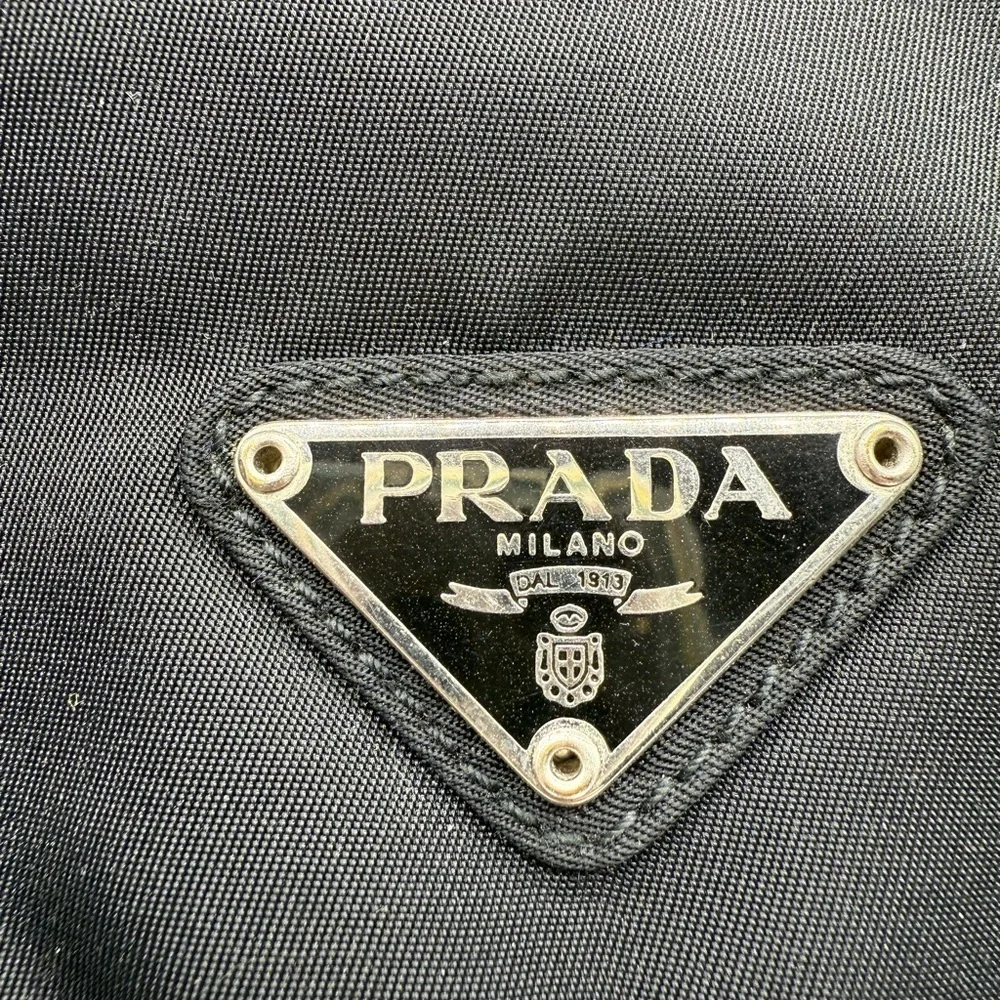 Prada Black Nylon Messenger Crossbody Bag Authentic Logo Buckle Shoulder Satchel